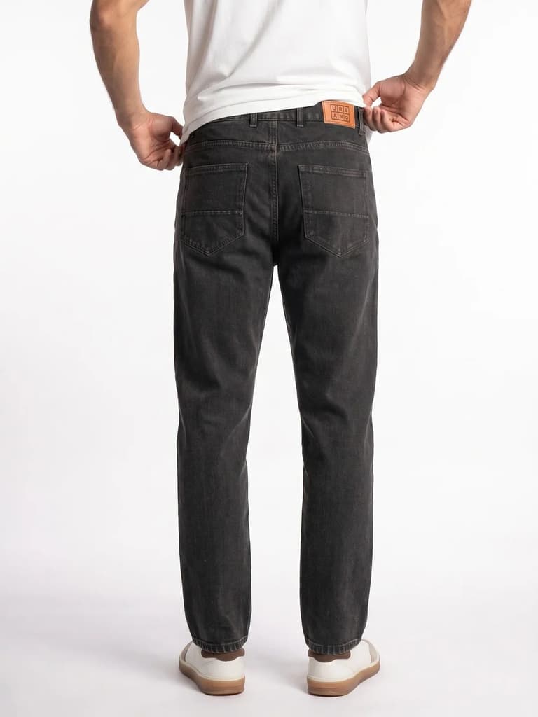 Men's Black Relaxed Fit Washed Denim Jeans Non-Stretchable — photo 3
