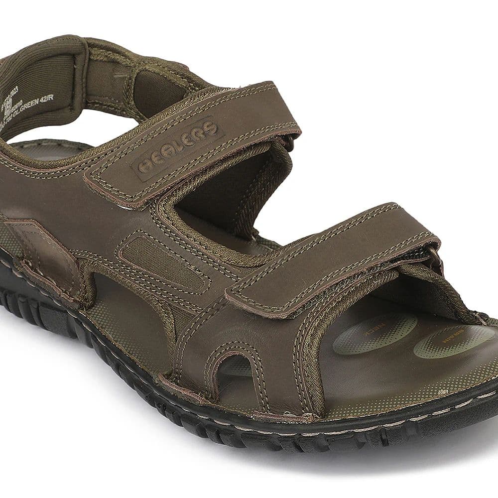 Healers RECARDO702 Sporty Olive Green Velcro Sandal for Men by Liberty — photo 5