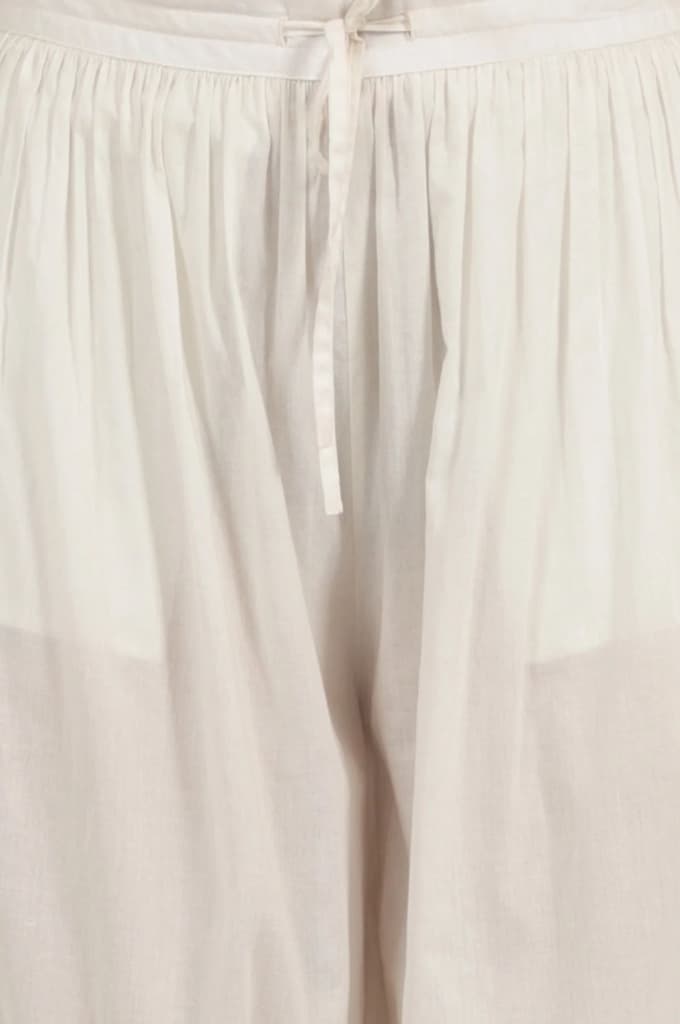 White Ankle Length Pure Cotton Gathered Pants — photo 7
