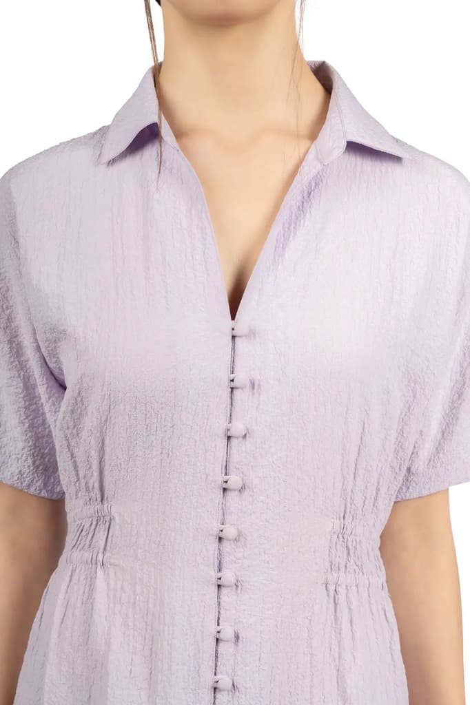 Lavender Collared Fit & Flare Midi Dress — photo 2