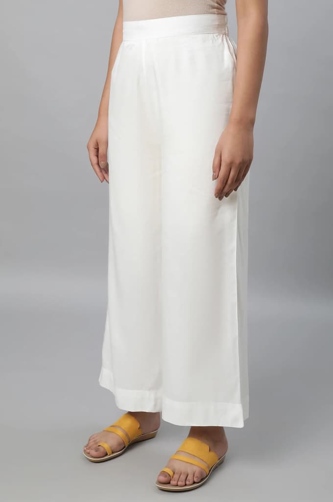 Off White Straight Liva Women Palazzos — photo 3