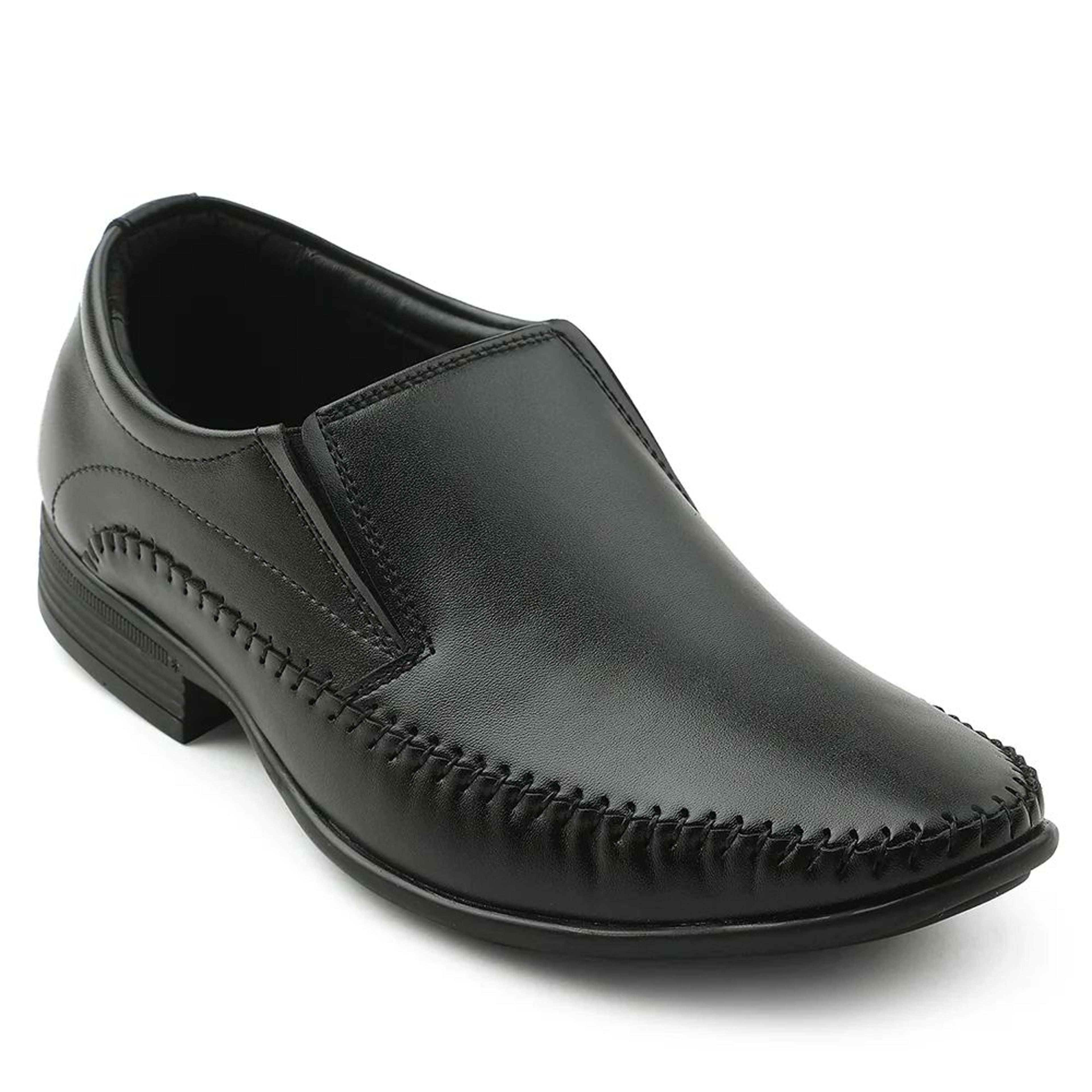 Fortune Black Formal Non Lacing Moccasin Shoes For Men HML-18E By Liberty