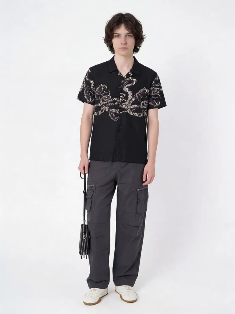 Y&F Kids Boys Black Printed Shirt