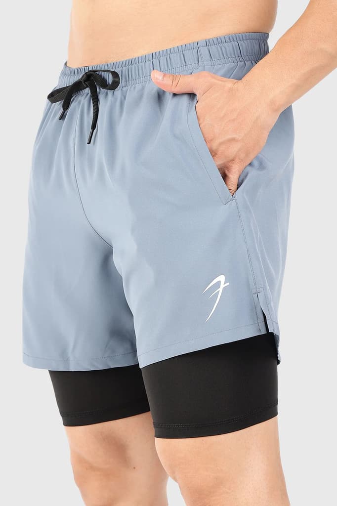 2 in 1 5" Compression Shorts Light Grey — photo 3