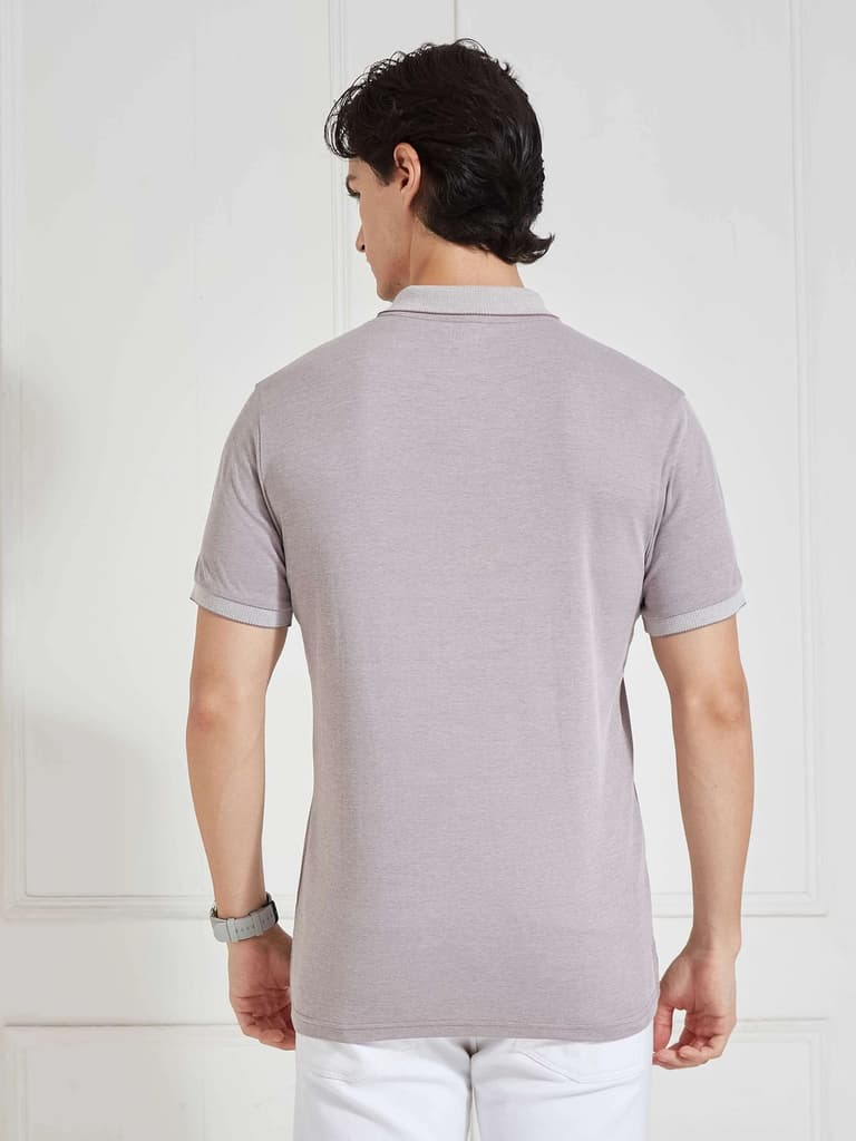 Men's Mauve Solid Polo Collar T-Shirt — photo 6