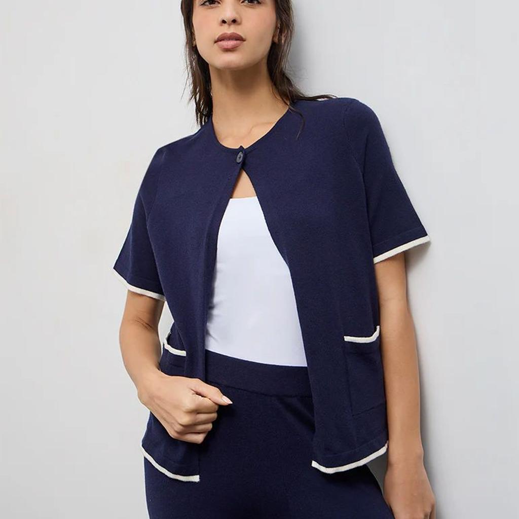 Wunderlove Navy Contrast Detailed Cardigan