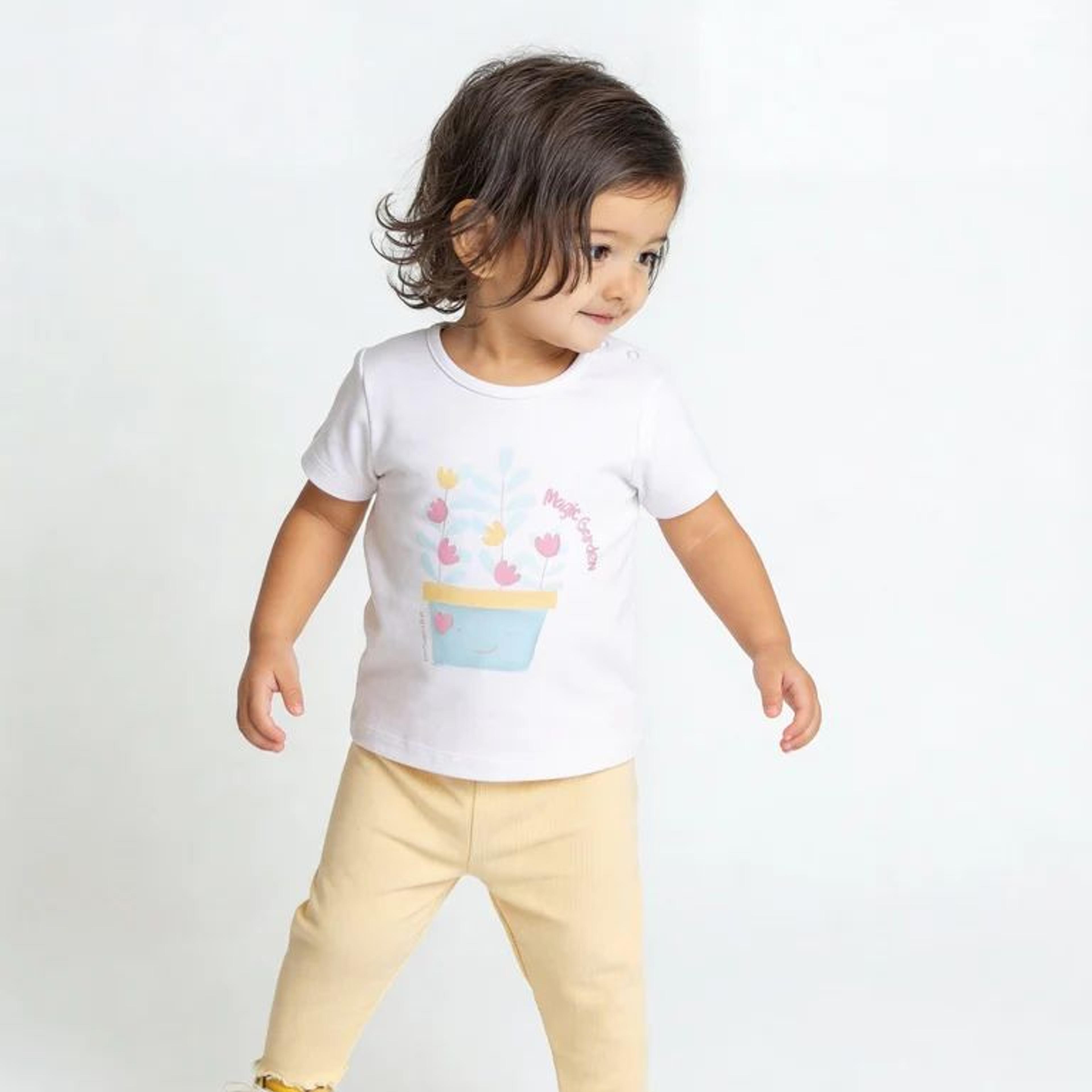 HOP Baby Girls Multicolour Floral Printed Cotton T-Shirt and Pants Set