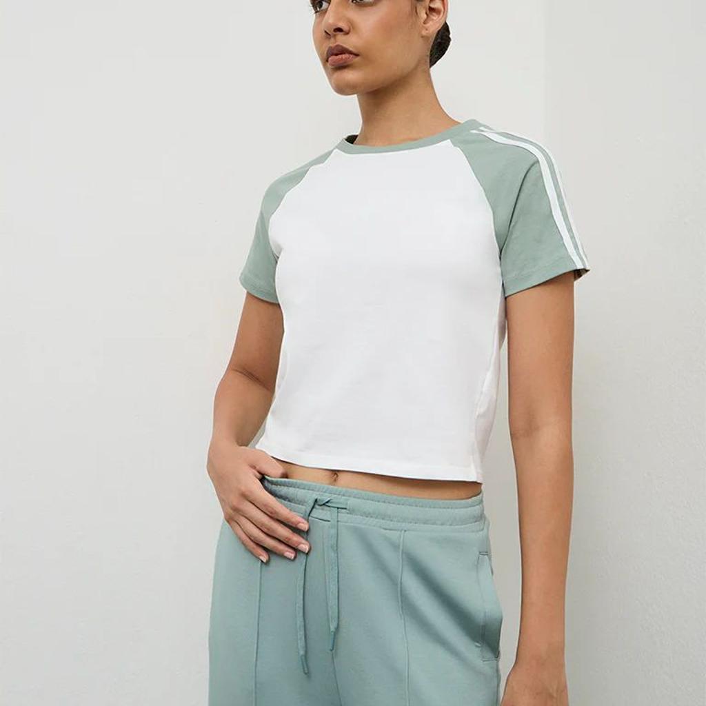 Nuoflexx White Color-Blocked Cotton T-Shirt