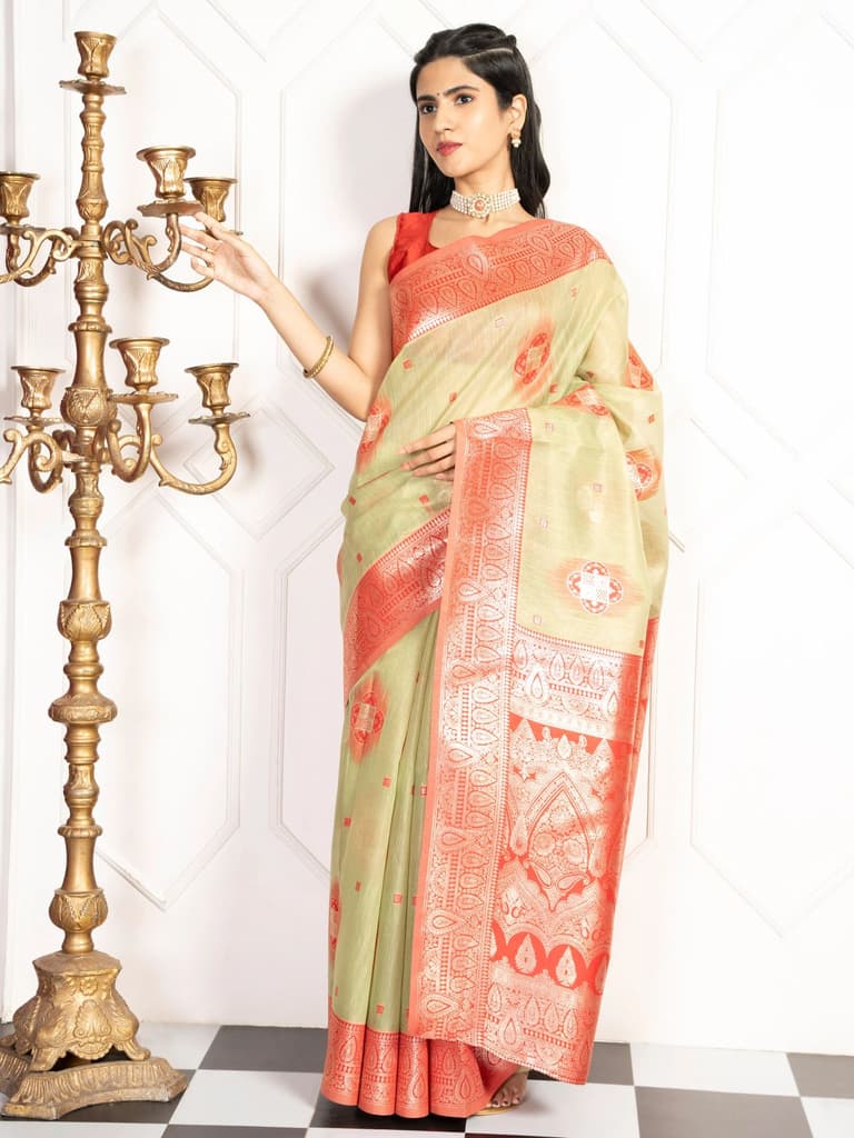 Mimosa Women's Woven Design Kanjivaram Style Art Silk Saree With Blouse Piece : SA00002066PSFREE — photo 5