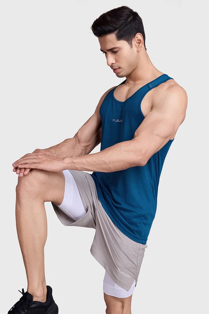 Checks Running Tank Teal — S