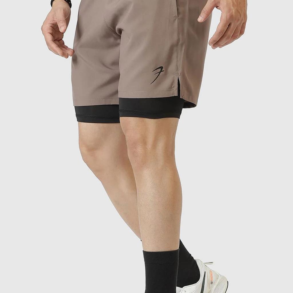 2 in 1 Compression Shorts Dusk Brown