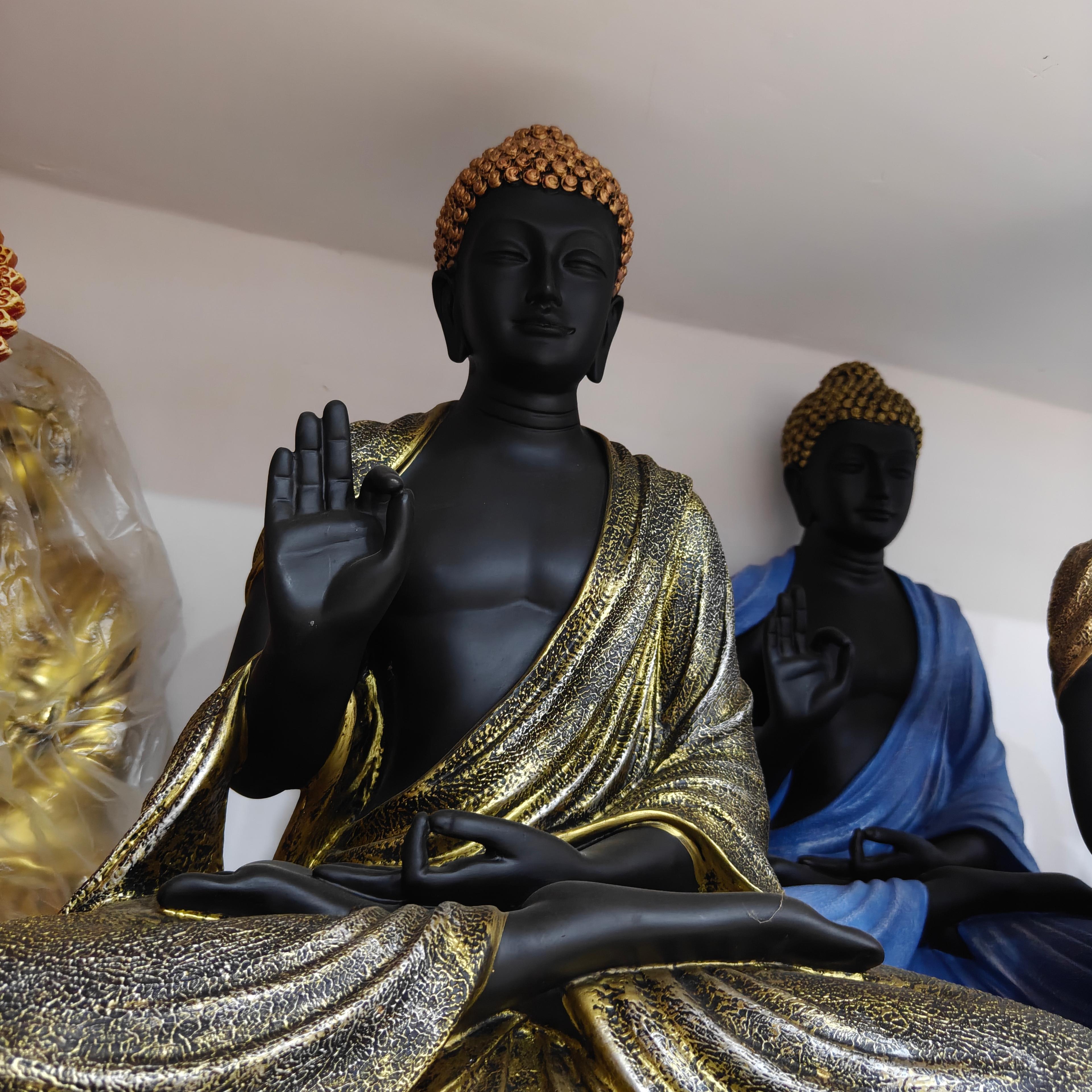 Black Buddha Statue | Decorative | Gold | Meditation