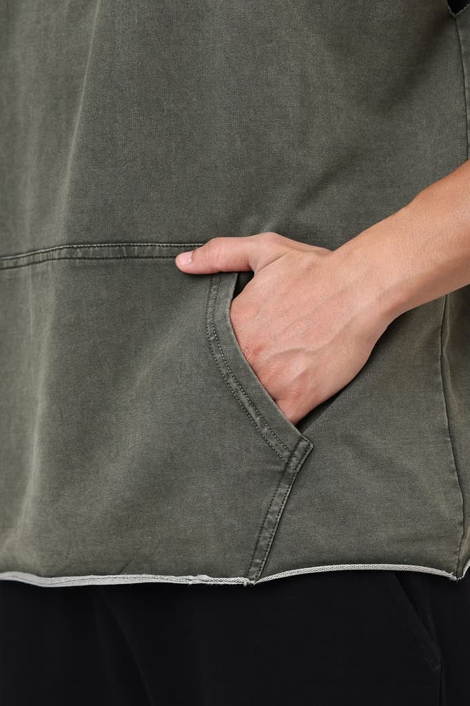 Shadow Washed Capsleeves Hoodie Olive — photo 4