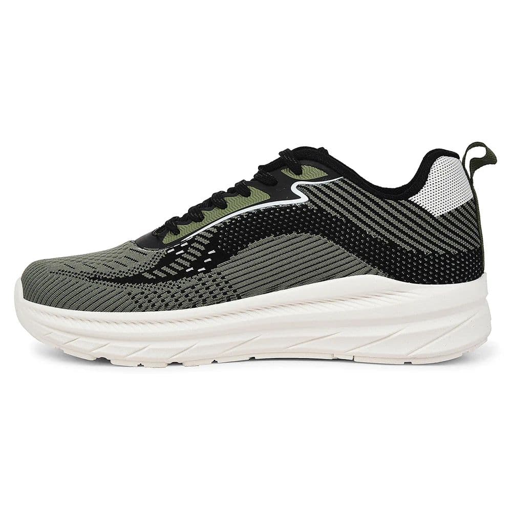 Force 10 Olive Green Sports Lacing Running Shoes For Men MATCHER-8E By Liberty — photo 3