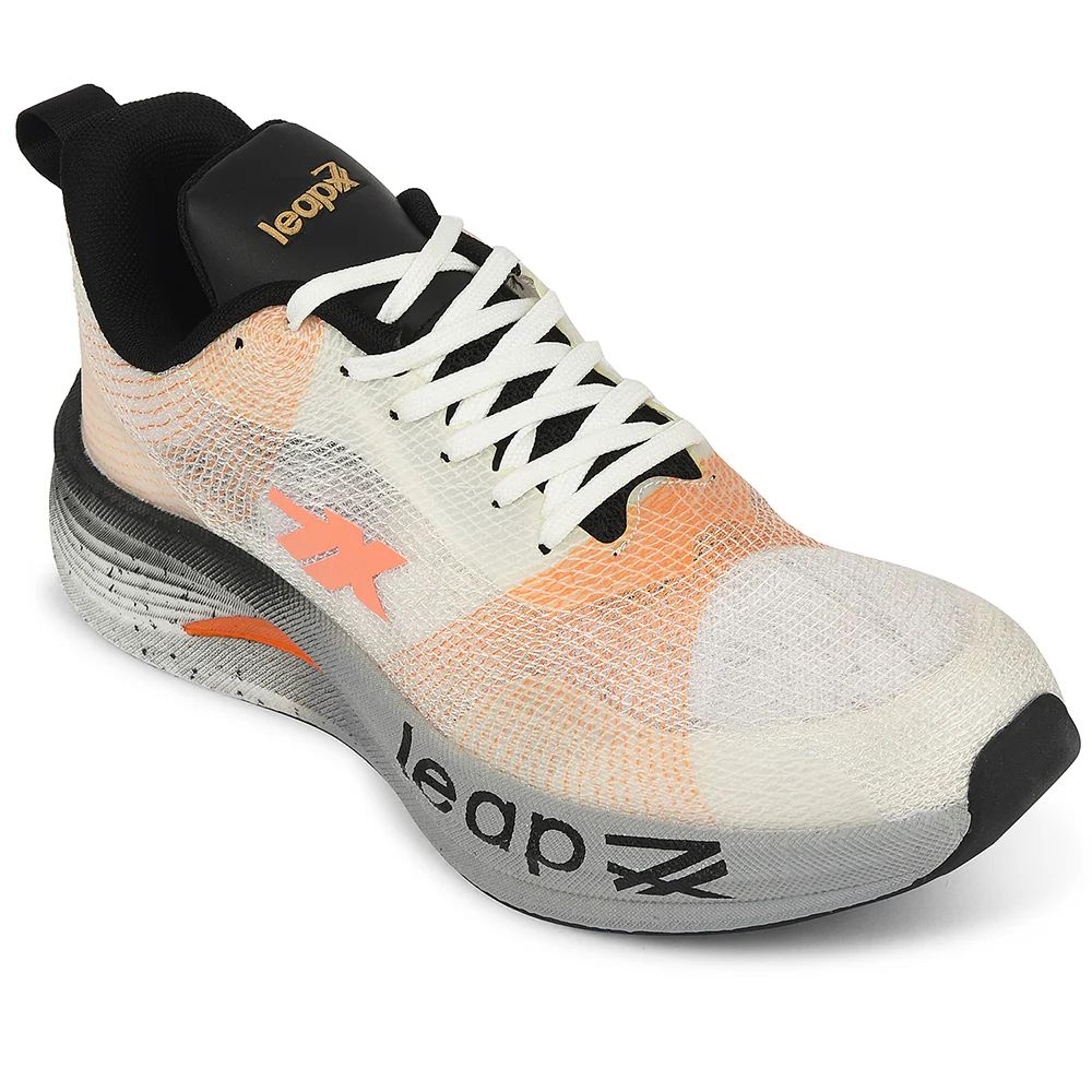 Leap7x White Sports Lacing Running Shoes For Men XLM-08 By Liberty