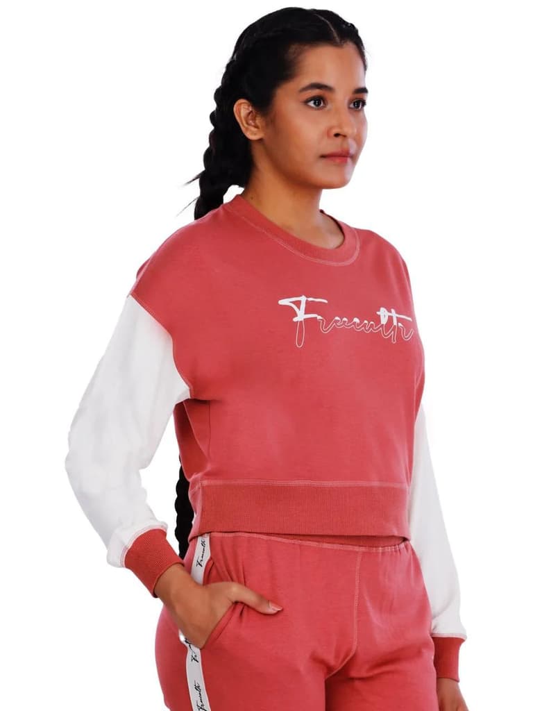 Brick Red Printed Crop Sweatshirt — photo 5