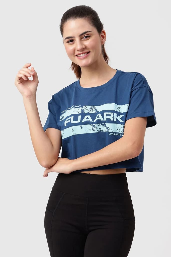 Brisk Fuaark Cotton Crop Top Teal — photo 4