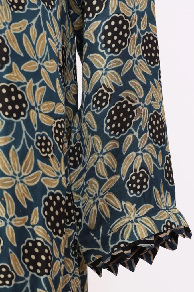 Teal Ajrak Printed Tassel Modal Satin Straight Kurta — photo 3
