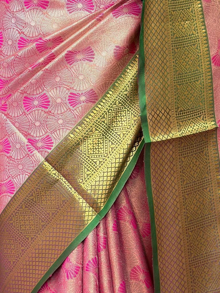 MIMOSA Women's Woven Design Kanjivaram Style Art Silk Saree with Blouse Piece - Rani Pink (SA00002804RNFREE) — photo 6