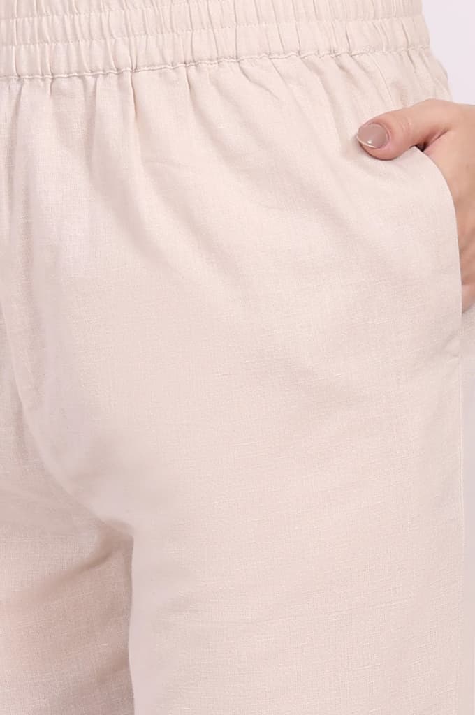 Beige Embroidered A-Line Rayon Kurta with Straight Pant — photo 8