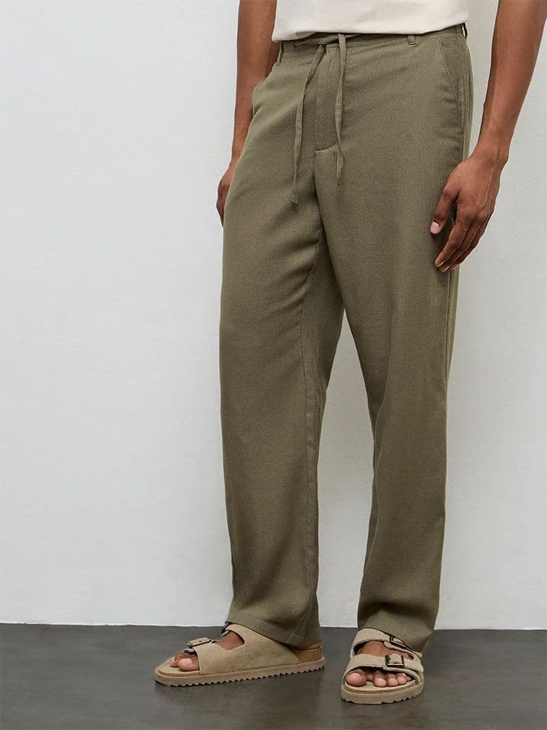 ETA Olive Relaxed-Fit Mid-Rise Cotton-Blend Chinos — photo 3