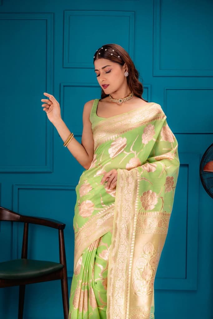 Mimosa Women's Woven Design Banarasi Style Art Silk Saree With Blouse Piece : SA00001764PSFREE — photo 2