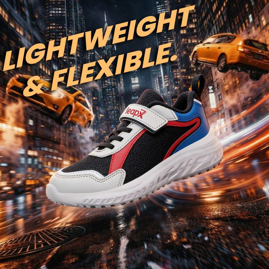 LEAP7X Black Sports Non Lacing Walking Shoes for Kids HINKS-15E by Liberty — photo 2