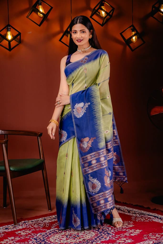 Mimosa Women's Woven Design Banarasi Style Art Silk Saree With Blouse Piece : SA00001795PSFREE — Pista