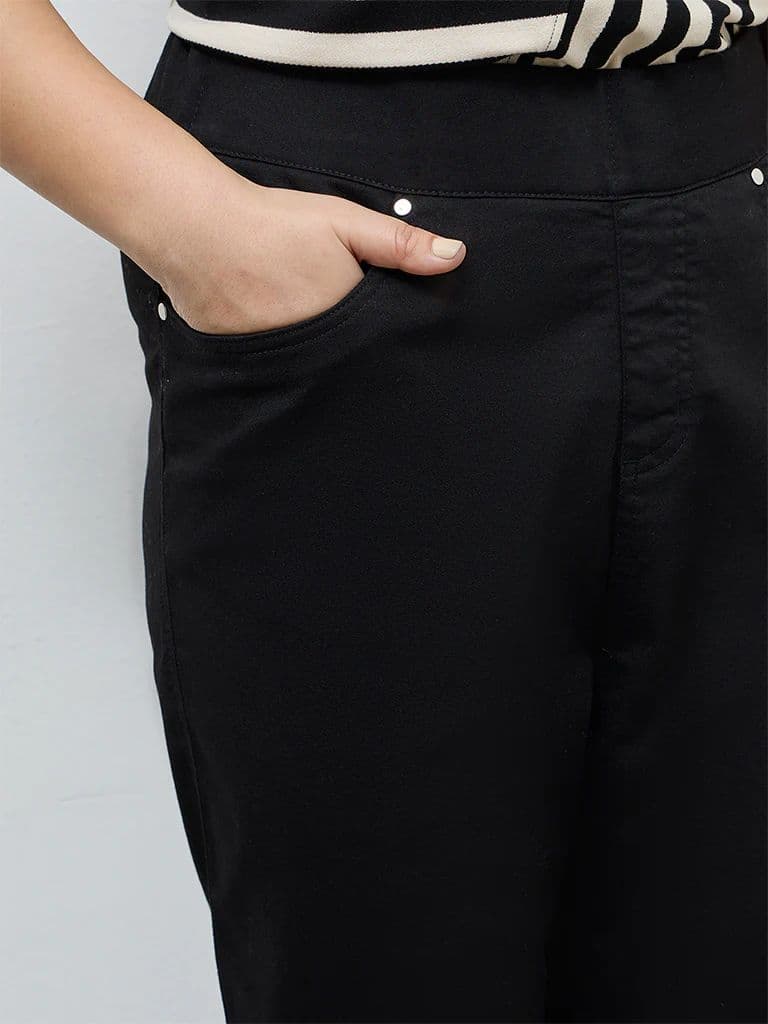 Gia Black Solid High-Rise Cotton-Blend Jeggings — photo 3