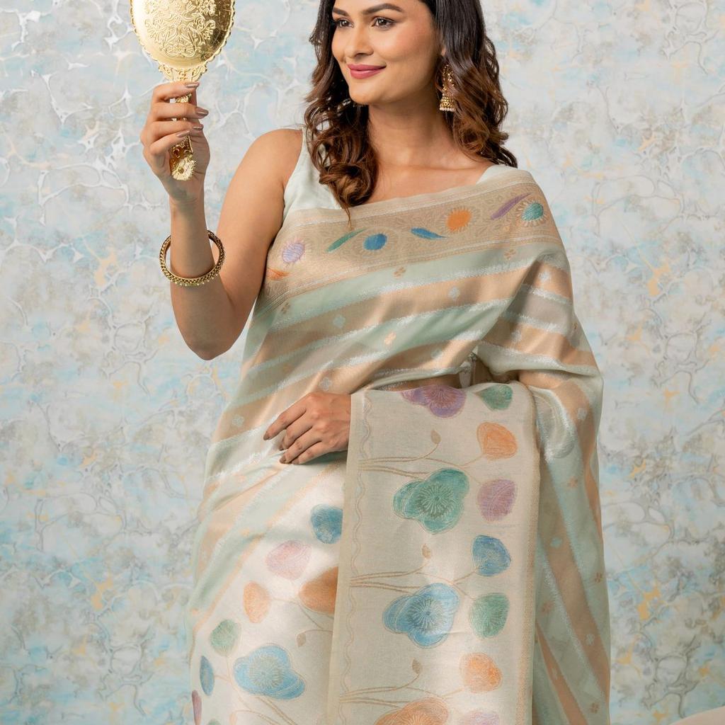 Mimosa Women's Woven Design Banarasi Style Art Silk Saree With Blouse Piece : SA00002064RMFREE
