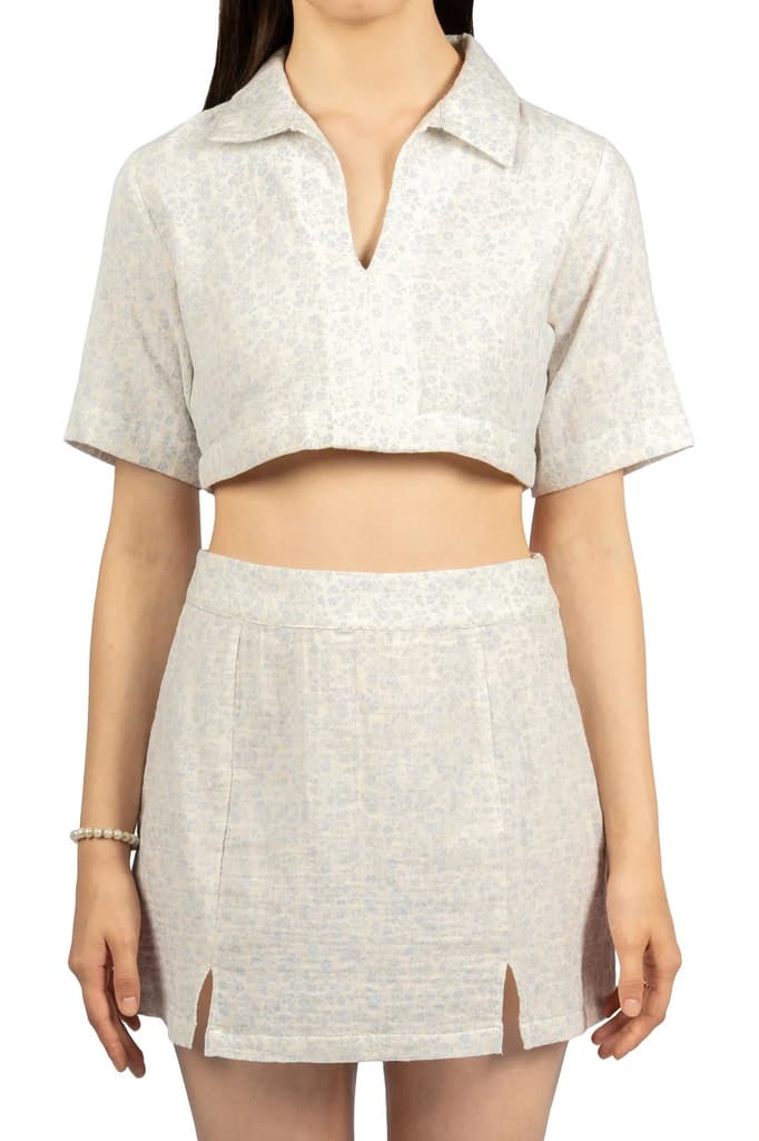 Off White Printed Cotton Co-ords (Boxy Fit) — photo 6