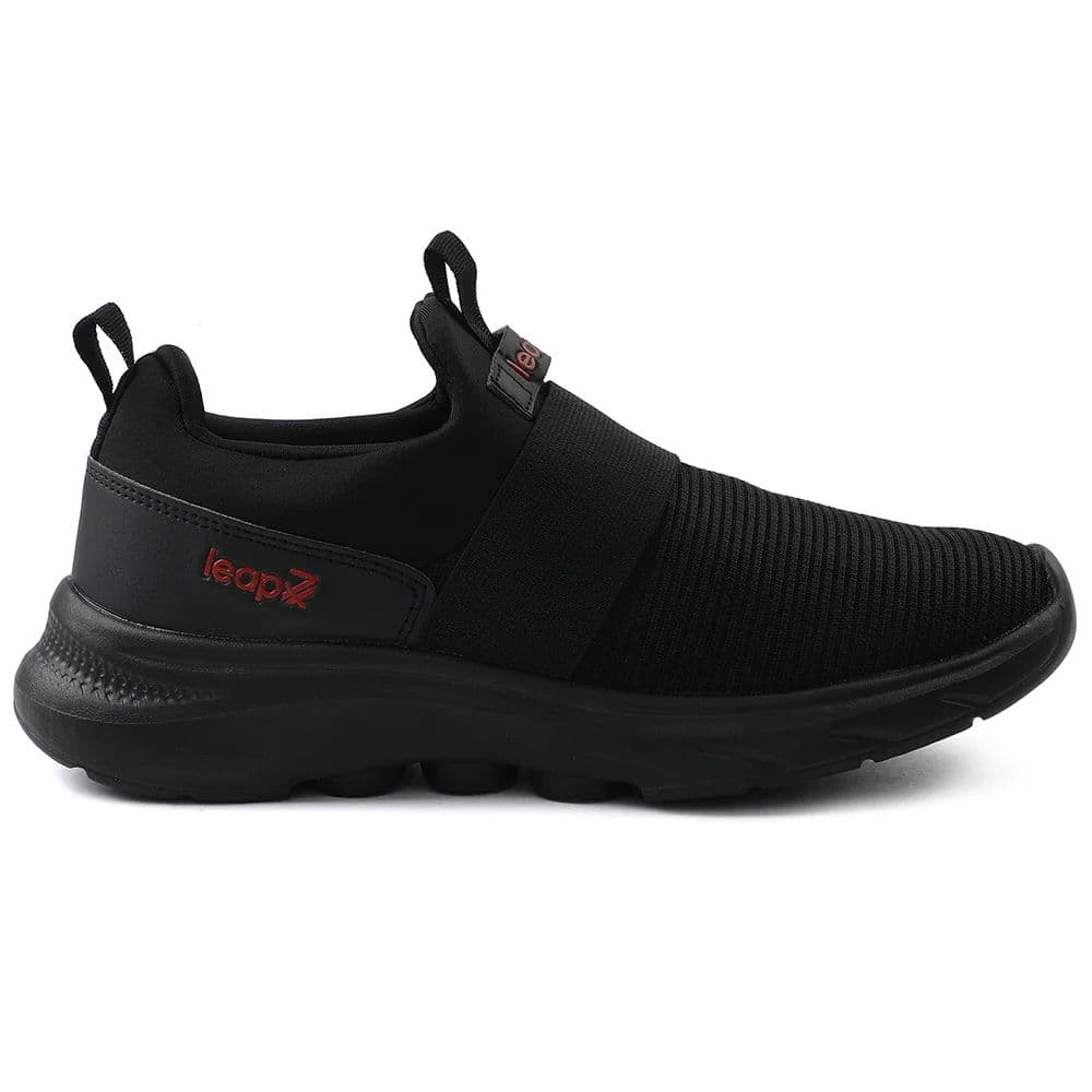 Leap7x Black Non Lacing Sports Walking Shoes For Men SENTINO By Liberty — photo 2