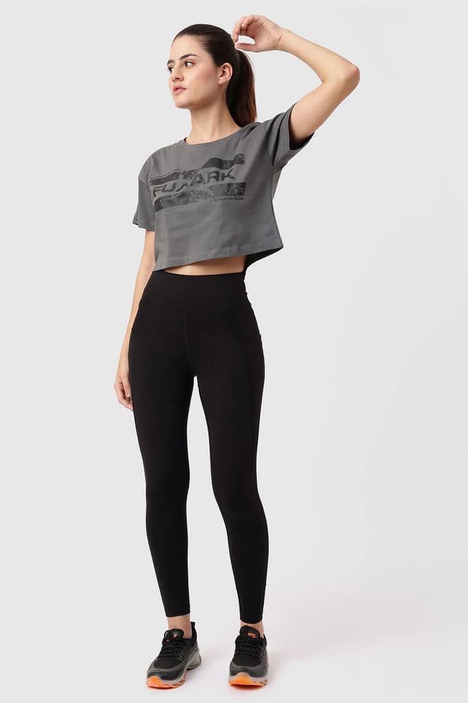 Brisk Fuaark Cotton Crop Top Grey — photo 3