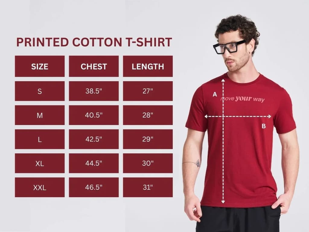 Men's Burgundy Printed Round Neck T-Shirt — photo 8