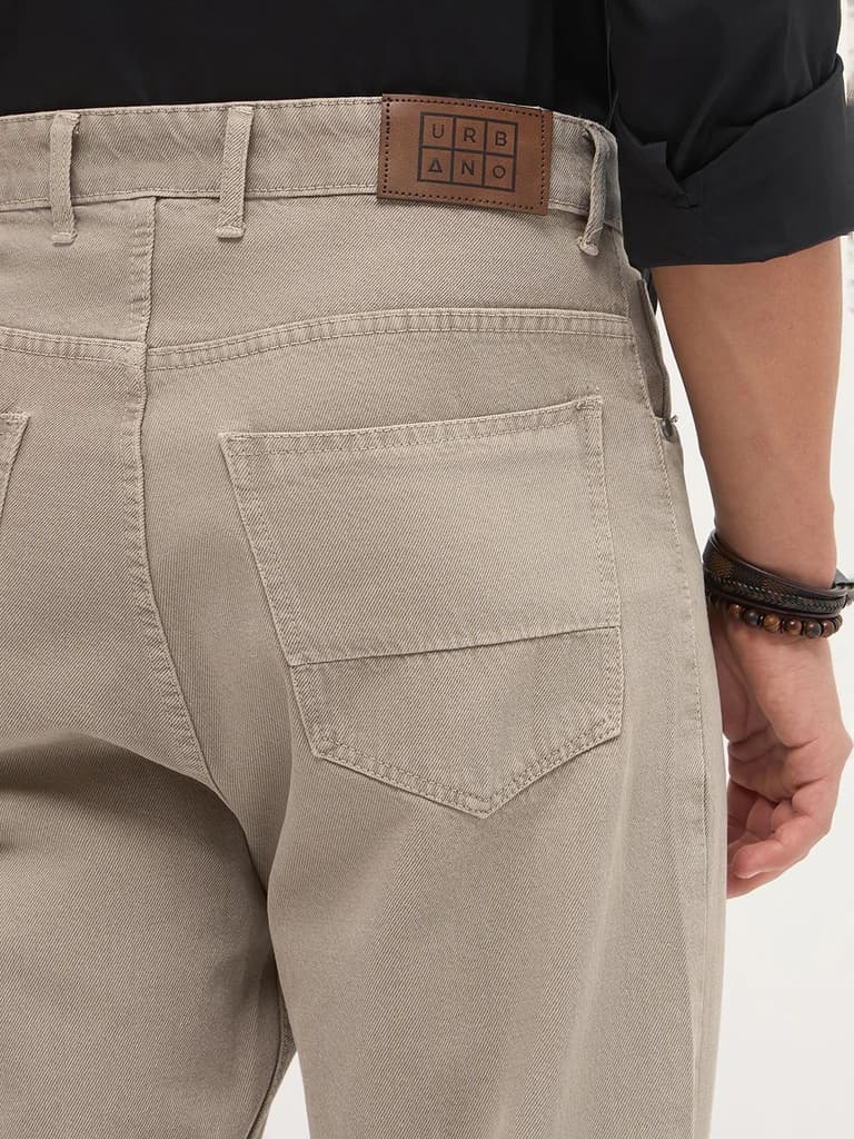 Men's Tan Loose Baggy Fit Washed Denim Jeans Non-Stretchable — photo 6