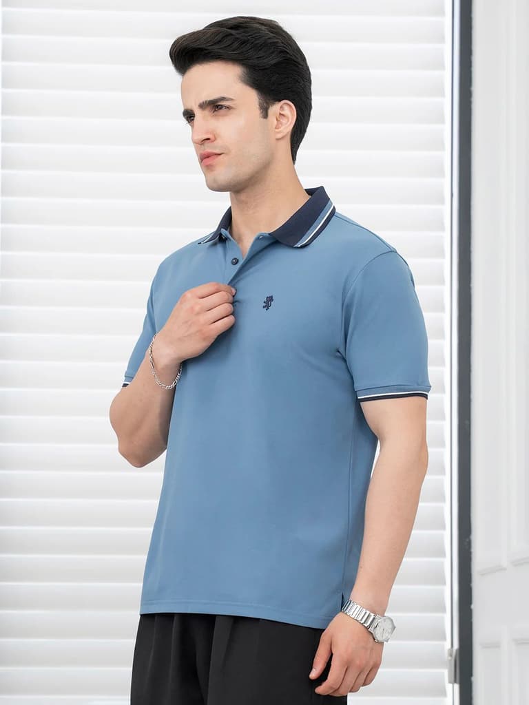 T Shirts for Men in Blue | Polo Half Sleeve T Shirt — photo 5