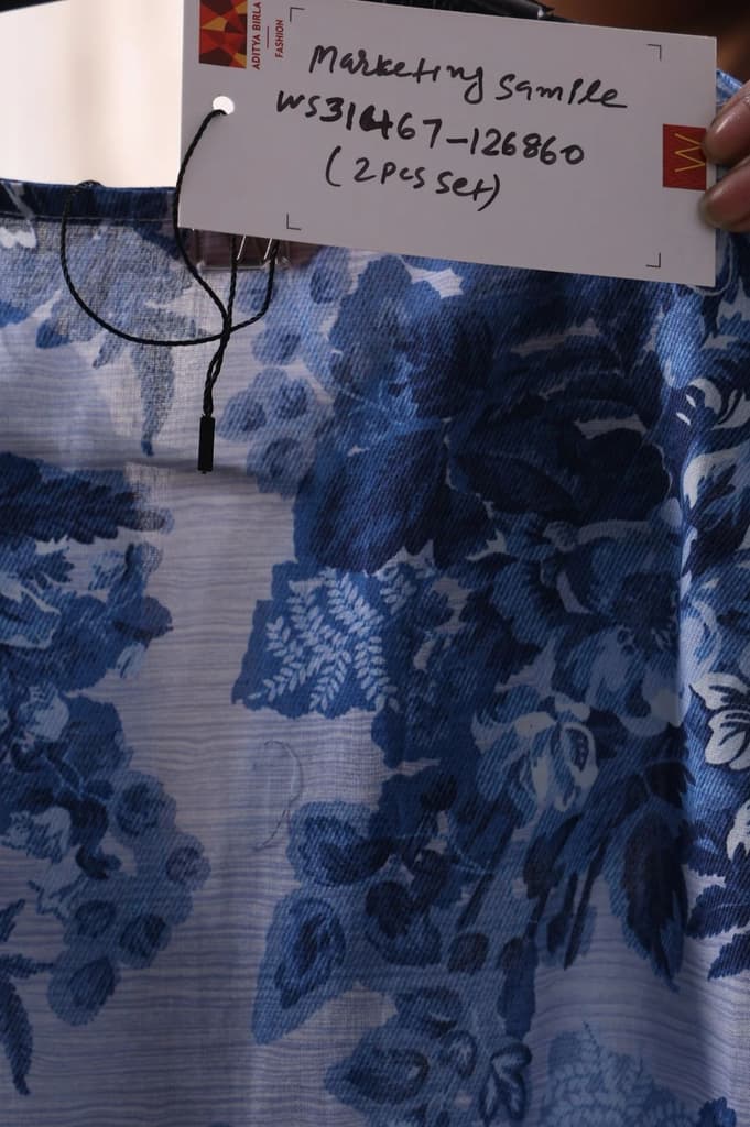 Blue Floral Printed Pure Cotton Straight Tunic with Pants Co-ord Set — photo 8