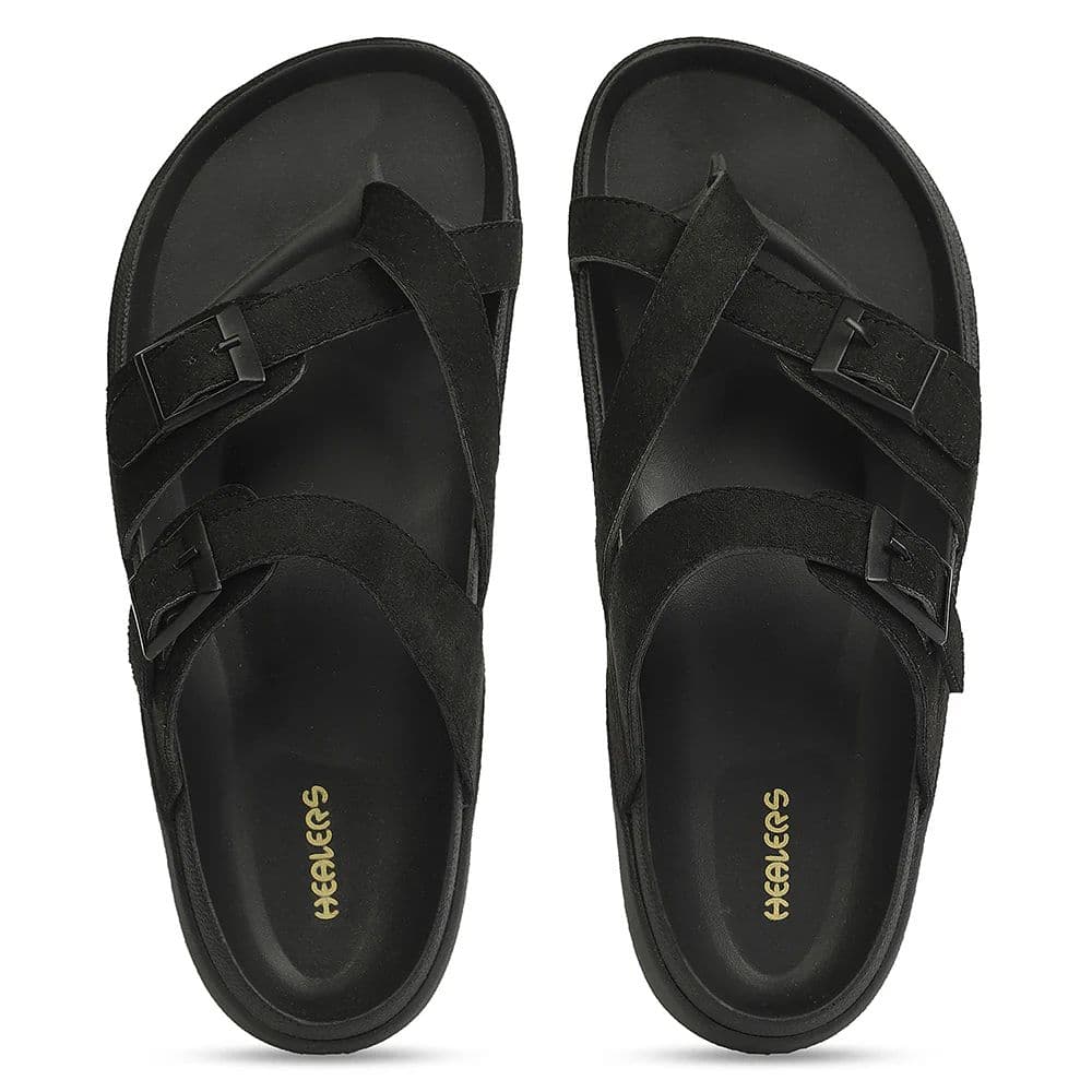 Healers Black Casual Slip On Slippers For Men VAL-37E By Liberty — photo 4