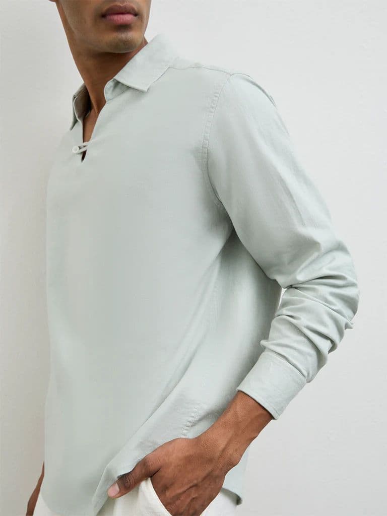 ETA Light Teal Relaxed-Fit Cotton-Blend Shirt — photo 3