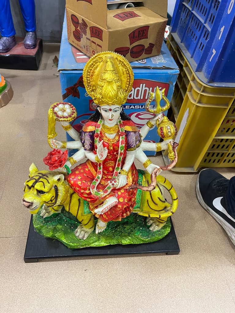 Hindu Goddess Statue | Sculpture | Bronze | Gold, Red, Yellow, Green