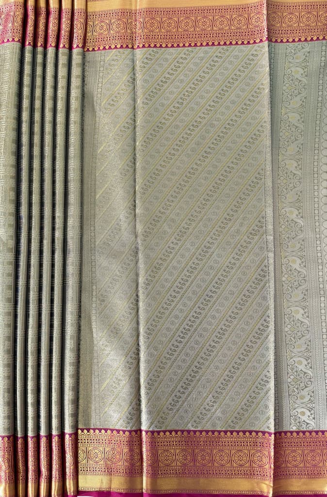 MIMOSA Women's Woven Design Kanjivaram Style Art Silk Saree with Blouse Piece - Navy Blue (SA00001522NVFREE) — photo 7