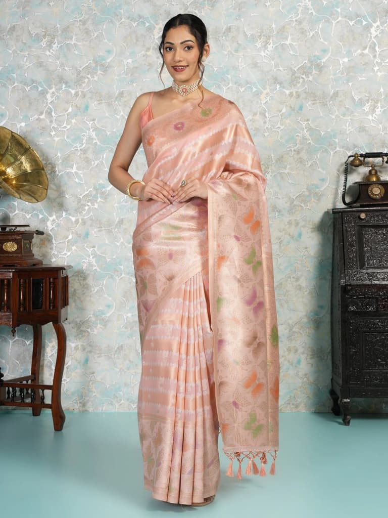 Mimosa Women's Woven Design Banarasi Style Art Silk Saree With Blouse Piece : SA00002065PNKFREE — photo 2