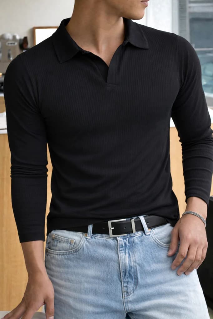 Classic Ribbed Full-Sleeve Polo — photo 6