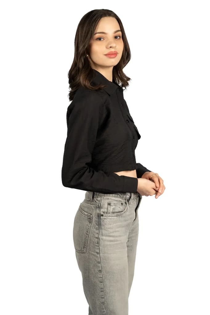 Black Boxy Viscose-Nylon Hammer Shirt — photo 2