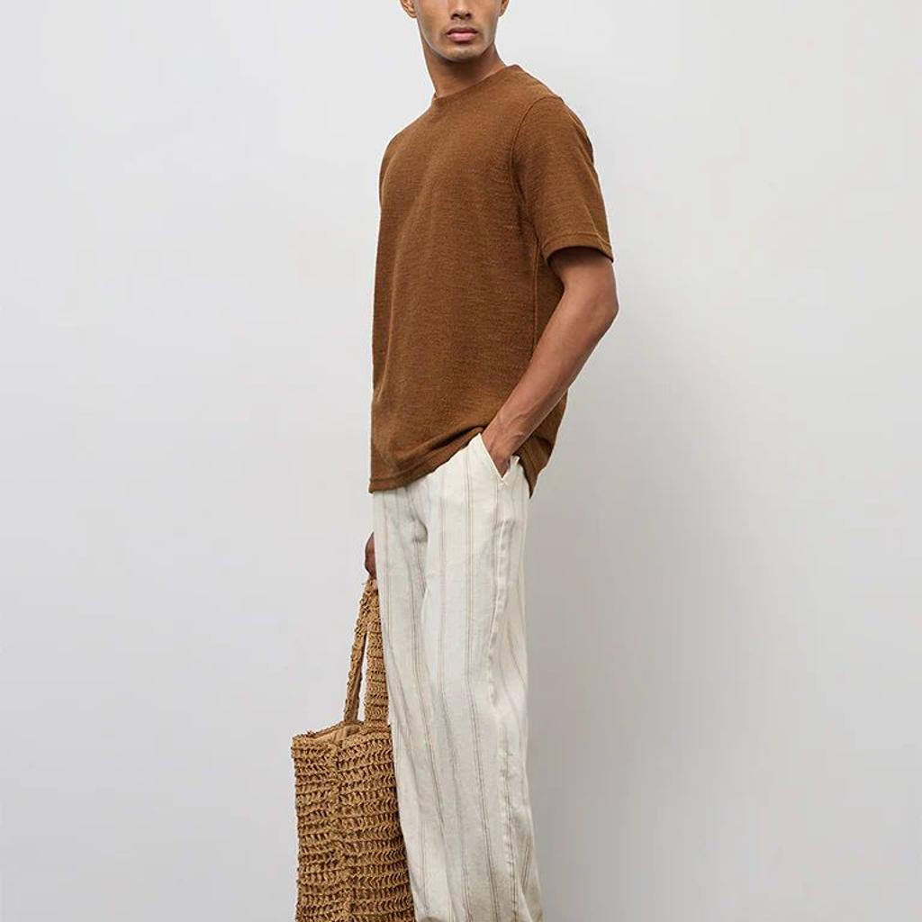 ETA Brown Textured Relaxed-Fit Cotton-Blend T-Shirt
