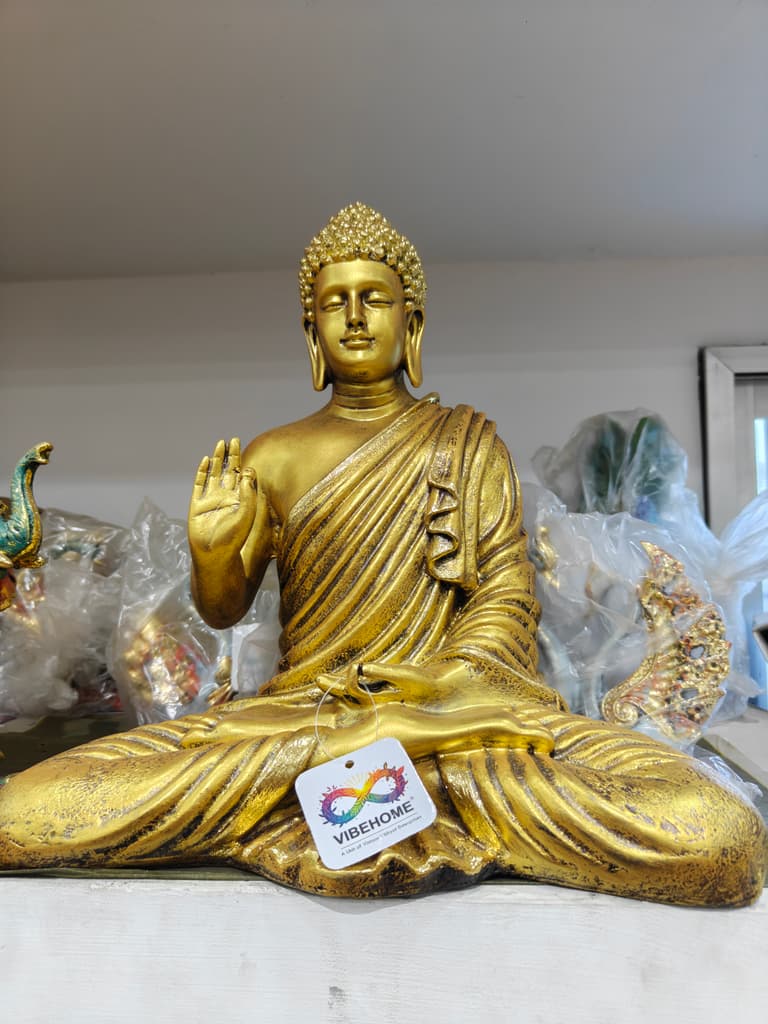 Gold Buddha Statue | Religious Decoration | Gilded | Meditation