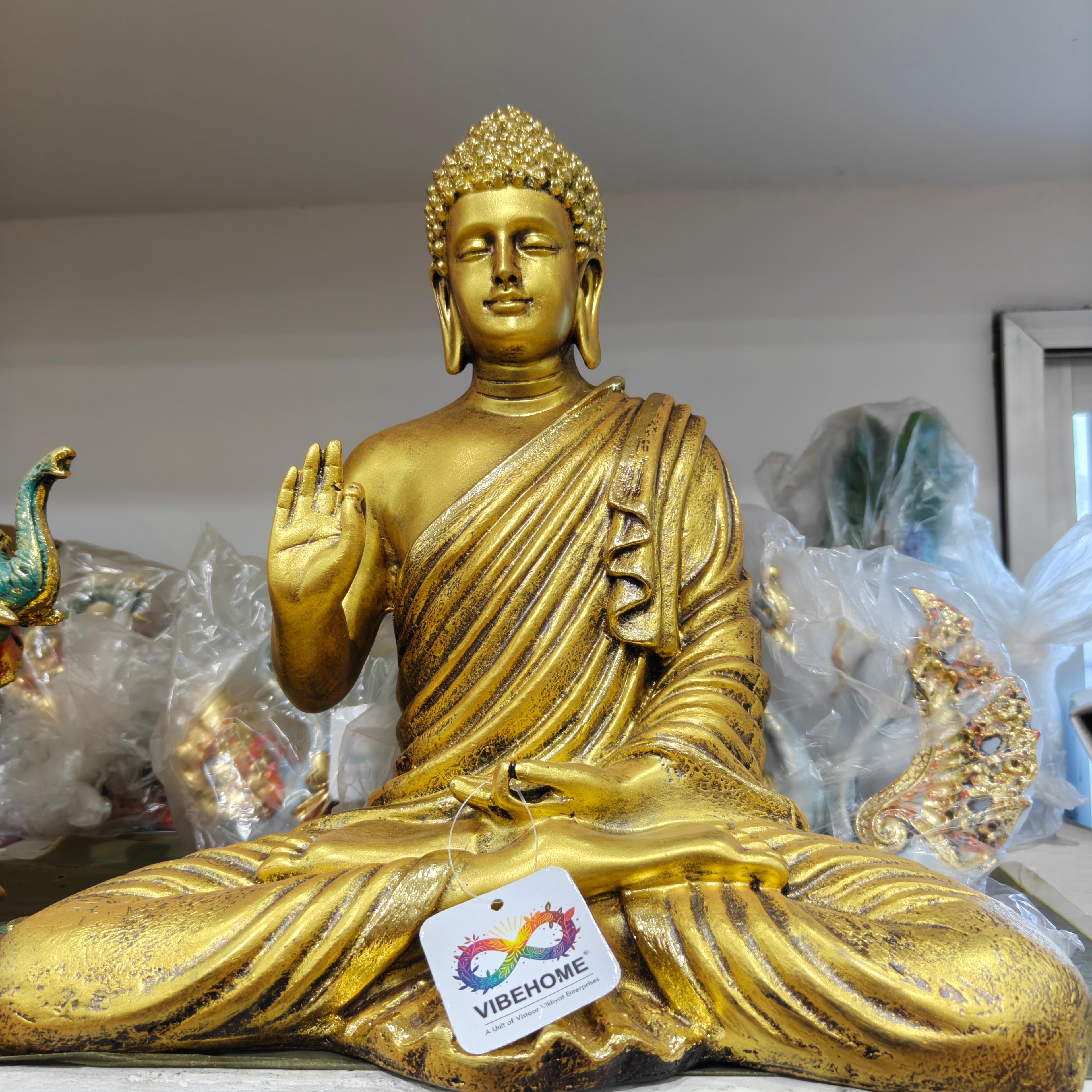 Gold Buddha Statue | Religious Decoration | Gilded | Meditation