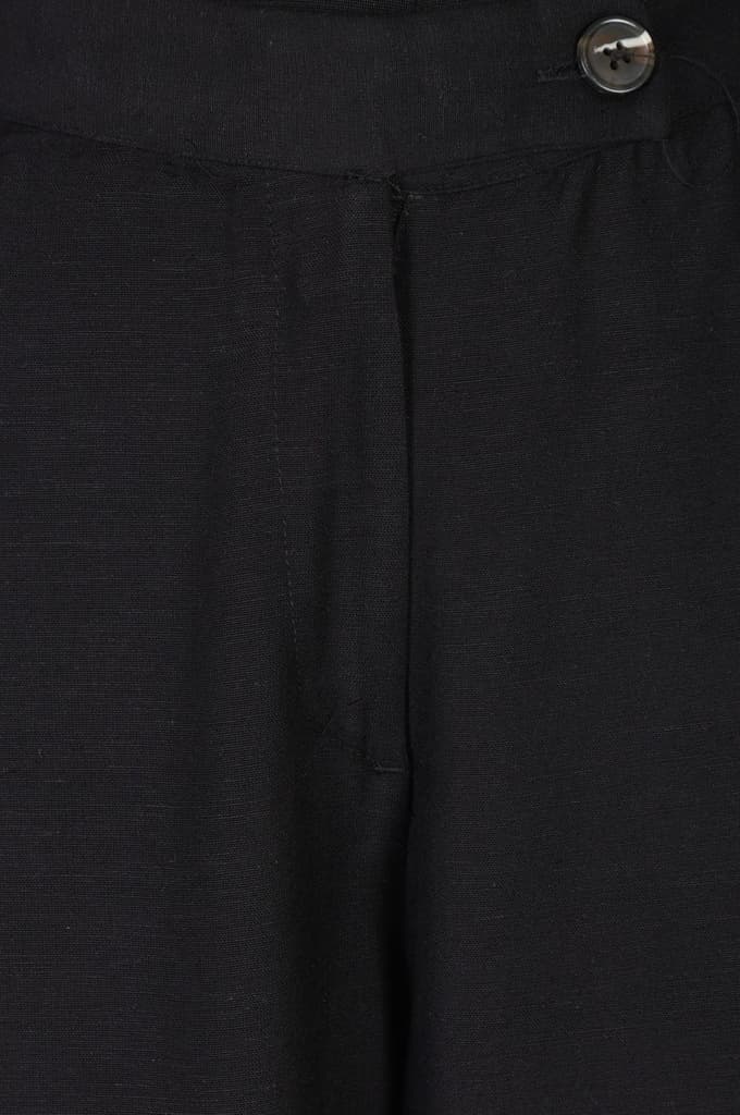 Black Solid Wide Leg Ankle Length Pants — photo 3