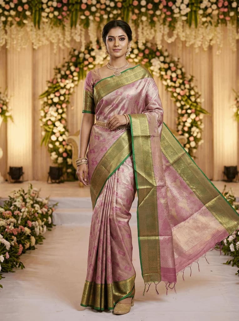 MIMOSA Women's Woven Design Kanjivaram Style Art Silk Saree with Blouse Piece - Magenta (SA00002804MJFREE) — photo 3