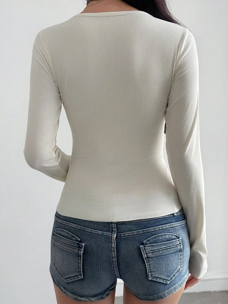 Bodycon Henley Rib Top — photo 7